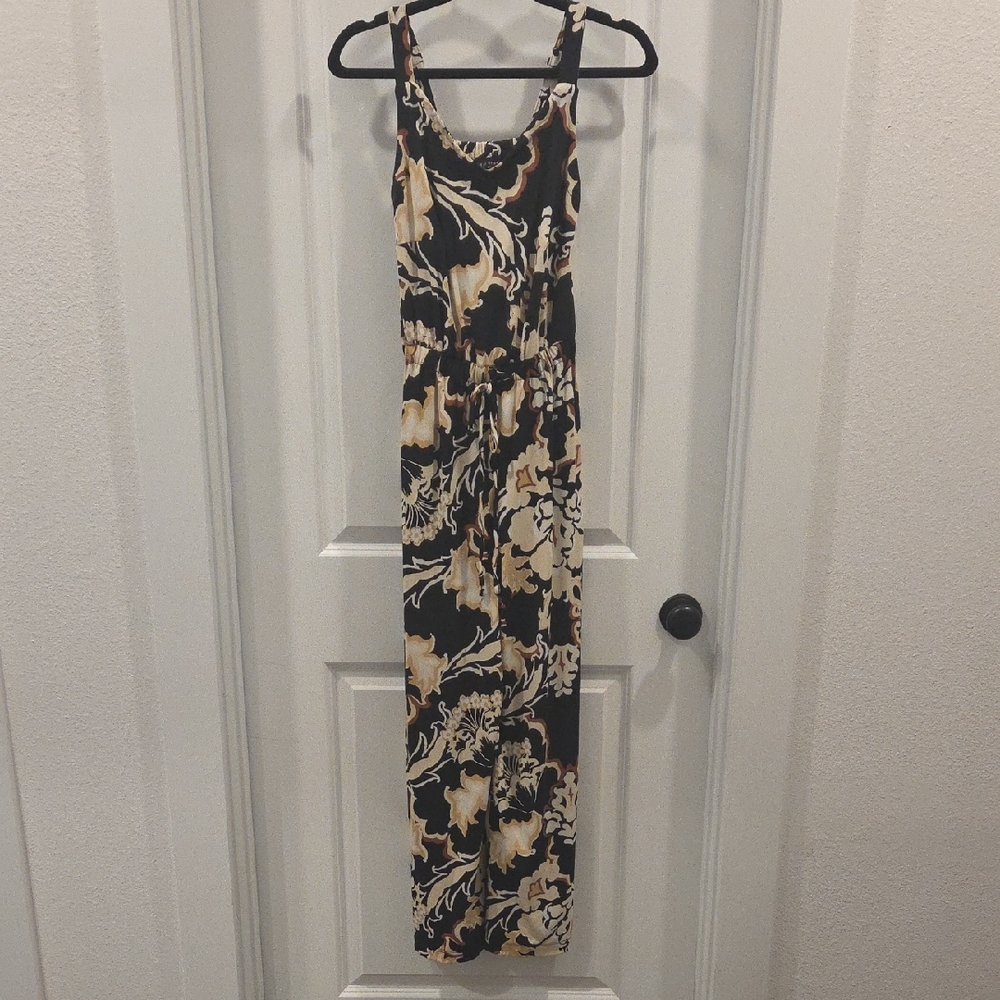 Lane Bryant Black Jumpsuit with Cream Floral Print